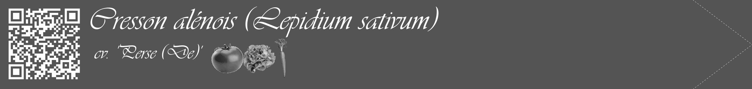 Étiquette de : Lepidium sativum cv. 'Perse (De)' - format c - style blanche30_simple_simpleviv avec qrcode et comestibilité simplifiée