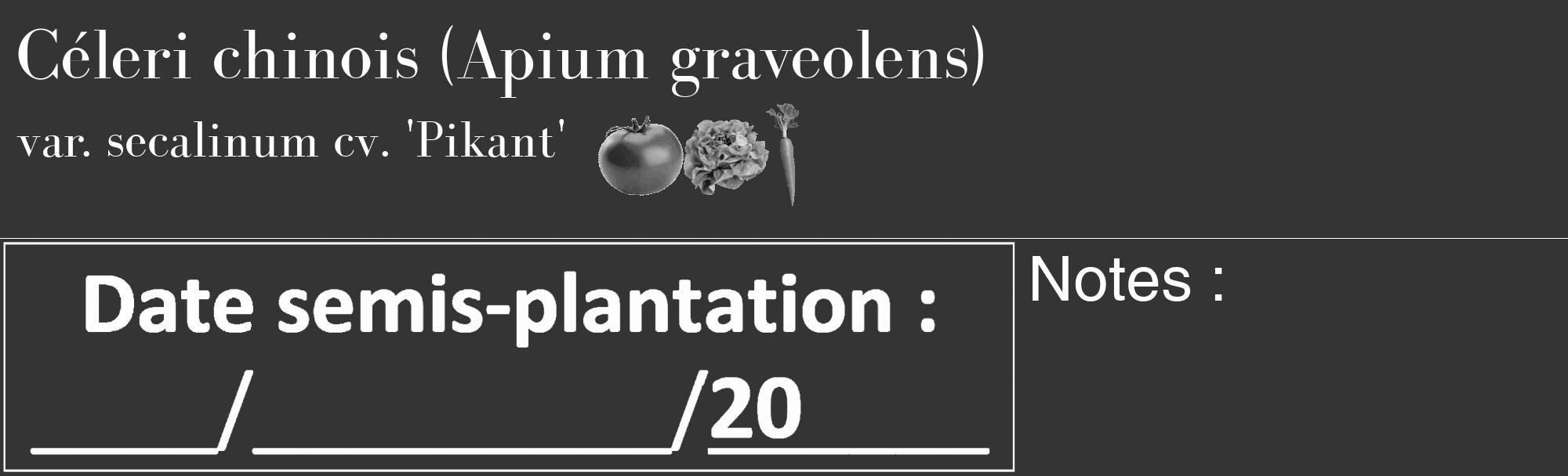 Étiquette de : Apium graveolens var. secalinum cv. 'Pikant' - format c - style blanche46_basique_basiquebod avec comestibilité simplifiée