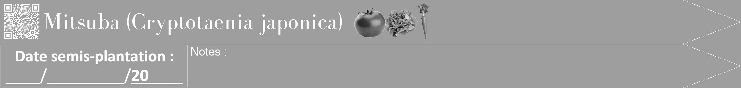 Étiquette de : Cryptotaenia japonica - format b - style blanche42bod avec qrcode et comestibilité simplifiée