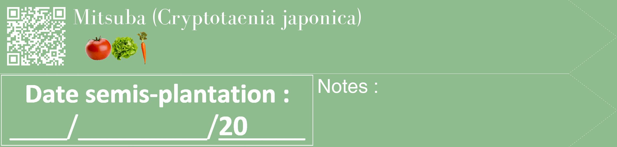 Étiquette de : Cryptotaenia japonica - format c - style blanche13_simple_simplebod avec qrcode et comestibilité simplifiée