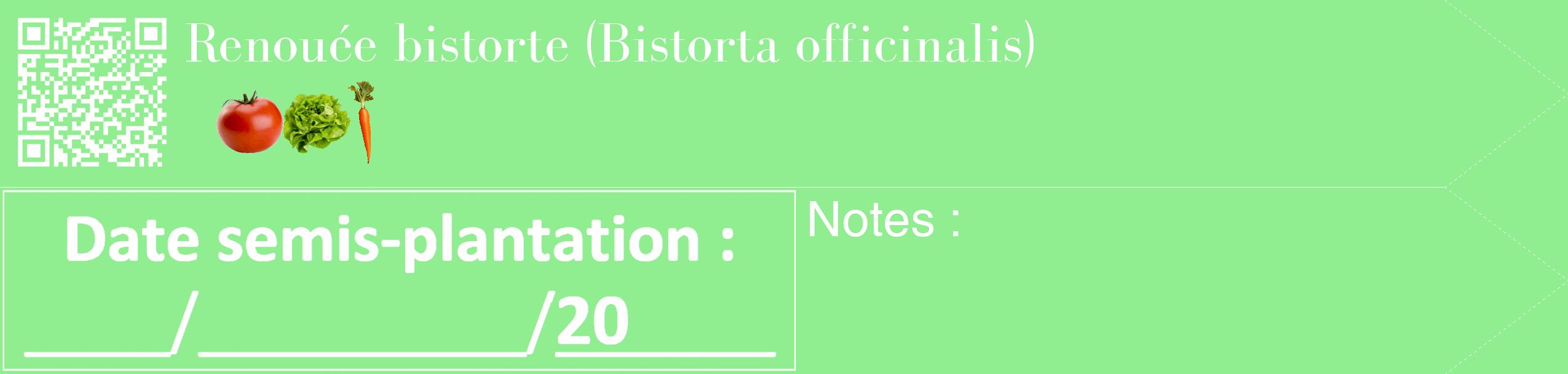 Étiquette de : Bistorta officinalis - format c - style blanche15_simple_simplebod avec qrcode et comestibilité simplifiée