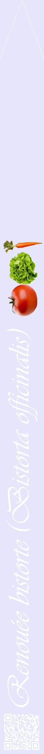 Étiquette de : Bistorta officinalis - format b - style blanche55viv avec qrcode et comestibilité simplifiée