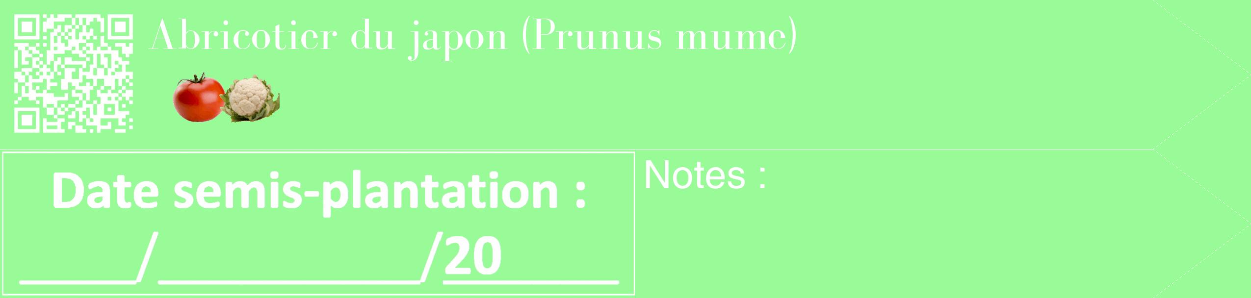 Étiquette de : Prunus mume - format c - style blanche14_simple_simplebod avec qrcode et comestibilité simplifiée