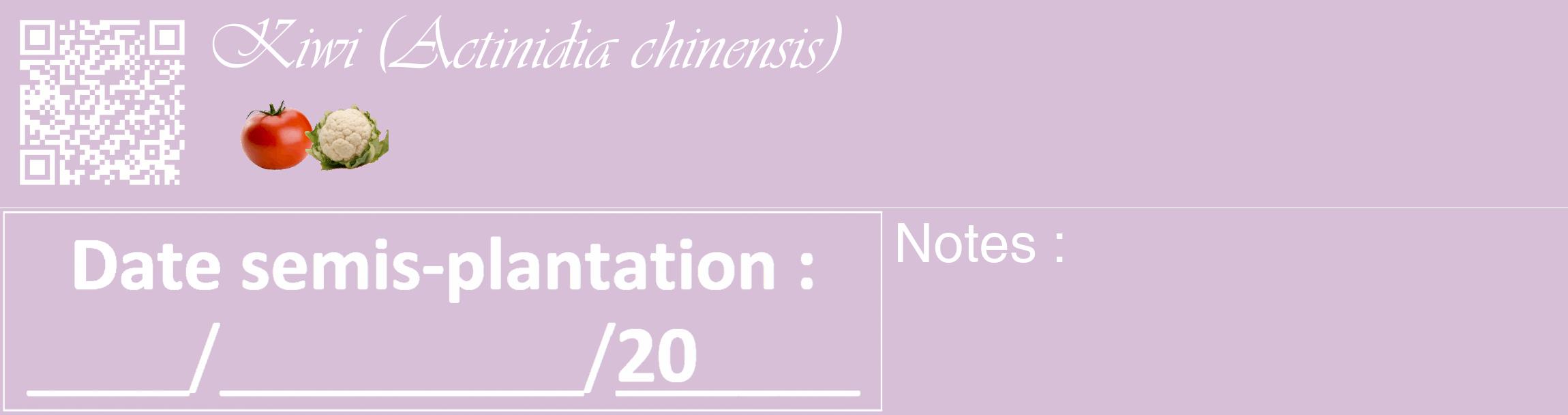Étiquette de : Actinidia chinensis - format c - style blanche54_basique_basiqueviv avec qrcode et comestibilité simplifiée