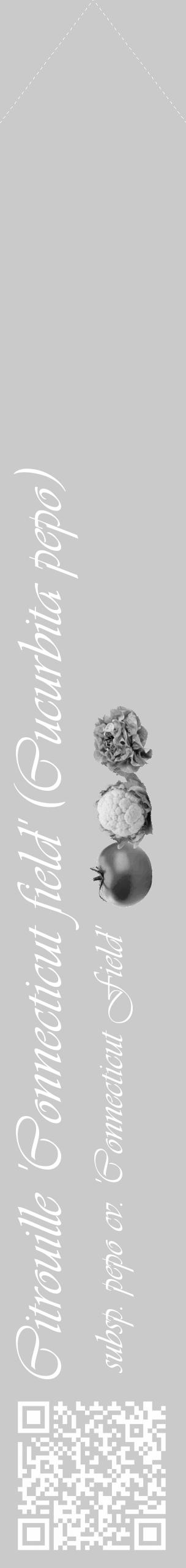 Étiquette de : Cucurbita pepo subsp. pepo cv. 'Connecticut Field' - format c - style blanche21_simple_simpleviv avec qrcode et comestibilité simplifiée - position verticale