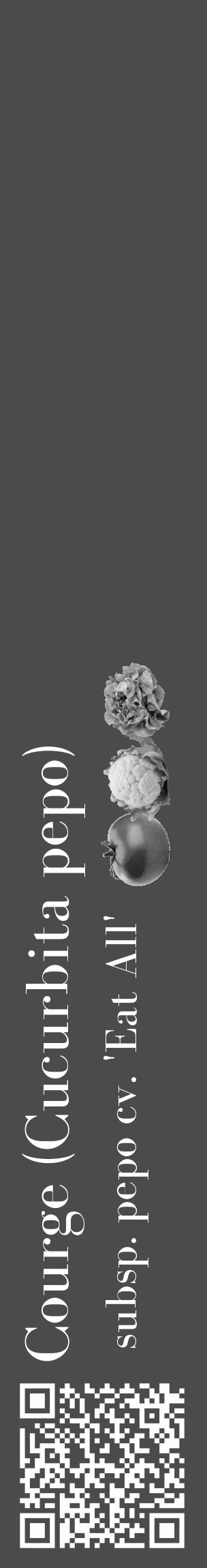 Étiquette de : Cucurbita pepo subsp. pepo cv. 'Eat All' - format c - style blanche9_basique_basiquebod avec qrcode et comestibilité simplifiée - position verticale