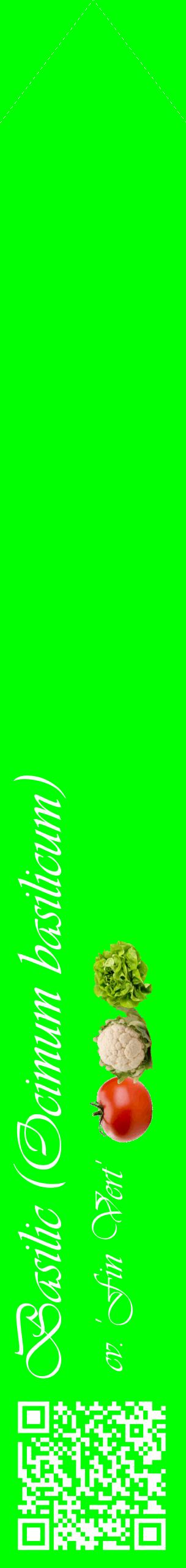 Étiquette de : Ocimum basilicum cv. 'Fin Vert' - format c - style blanche16_simpleviv avec qrcode et comestibilité simplifiée