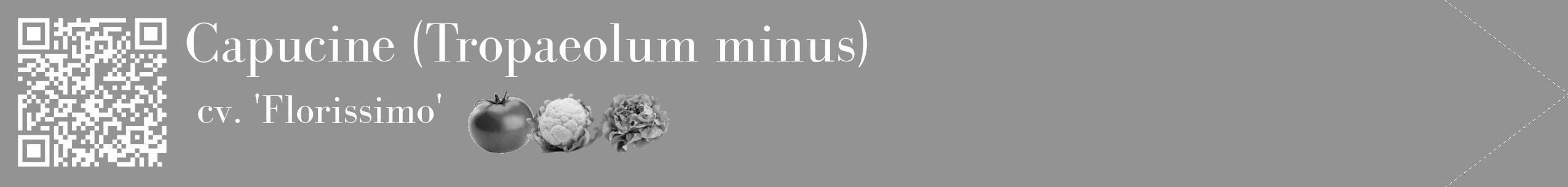 Étiquette de : Tropaeolum minus cv. 'Florissimo' - format c - style blanche44_simple_simplebod avec qrcode et comestibilité simplifiée
