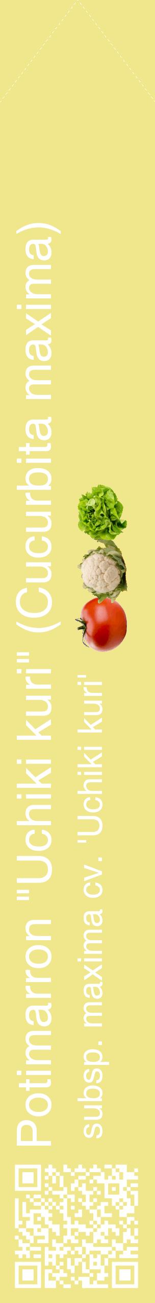 Étiquette de : Cucurbita maxima subsp. maxima cv. 'Uchiki kuri' - format c - style blanche20_simplehel avec qrcode et comestibilité simplifiée