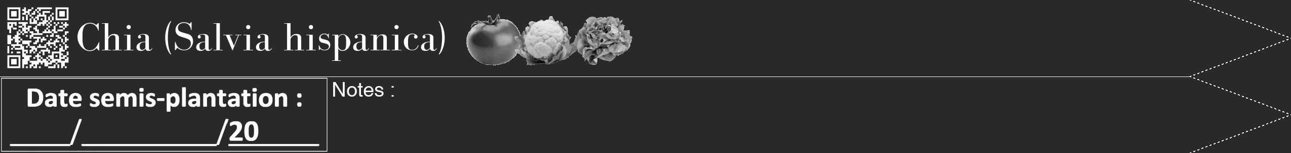 Étiquette de : Salvia hispanica - format b - style blanche34bod avec qrcode et comestibilité simplifiée