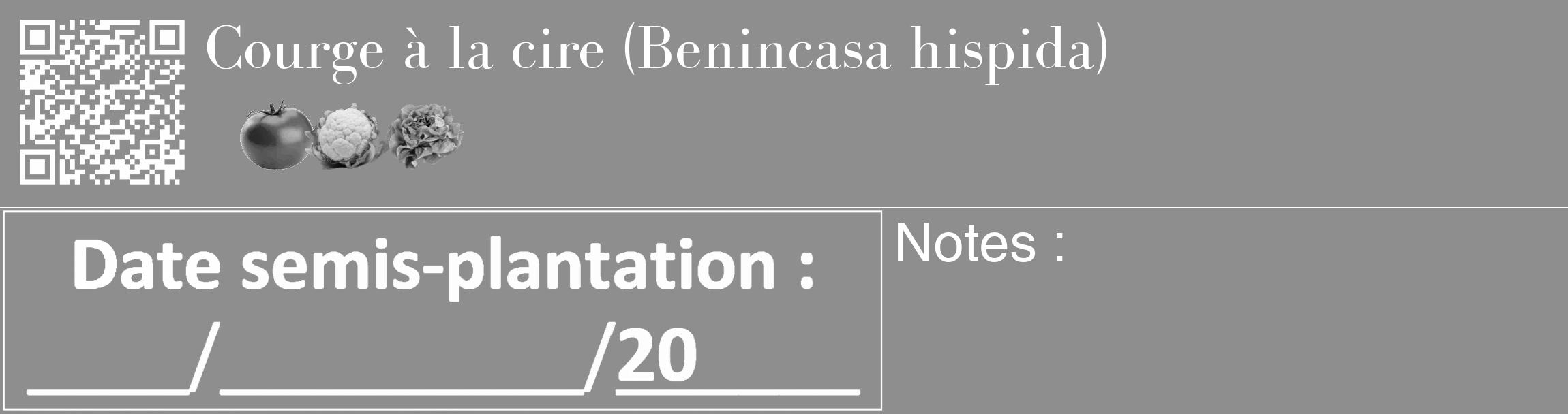 Étiquette de : Benincasa hispida - format c - style blanche25_basique_basiquebod avec qrcode et comestibilité simplifiée