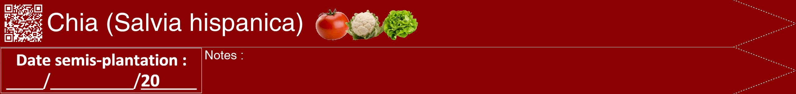 Étiquette de : Salvia hispanica - format b - style blanche34hel avec qrcode et comestibilité simplifiée