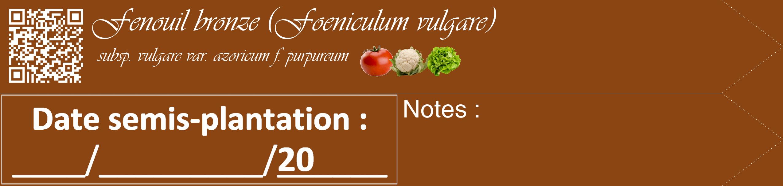 Étiquette de : Foeniculum vulgare subsp. vulgare var. azoricum f. purpureum - format c - style blanche30_simple_simpleviv avec qrcode et comestibilité simplifiée