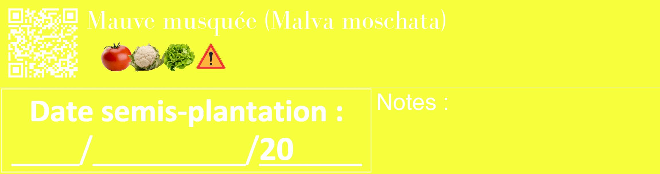 Étiquette de : Malva moschata - format c - style blanche18_basique_basiquebod avec qrcode et comestibilité simplifiée