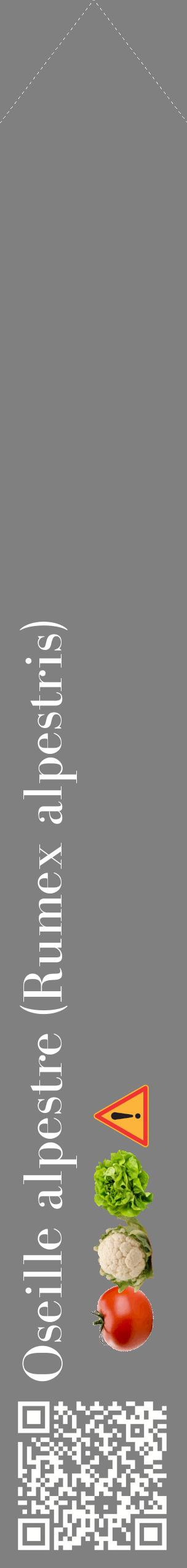 Étiquette de : Rumex alpestris - format c - style blanche57_simplebod avec qrcode et comestibilité simplifiée