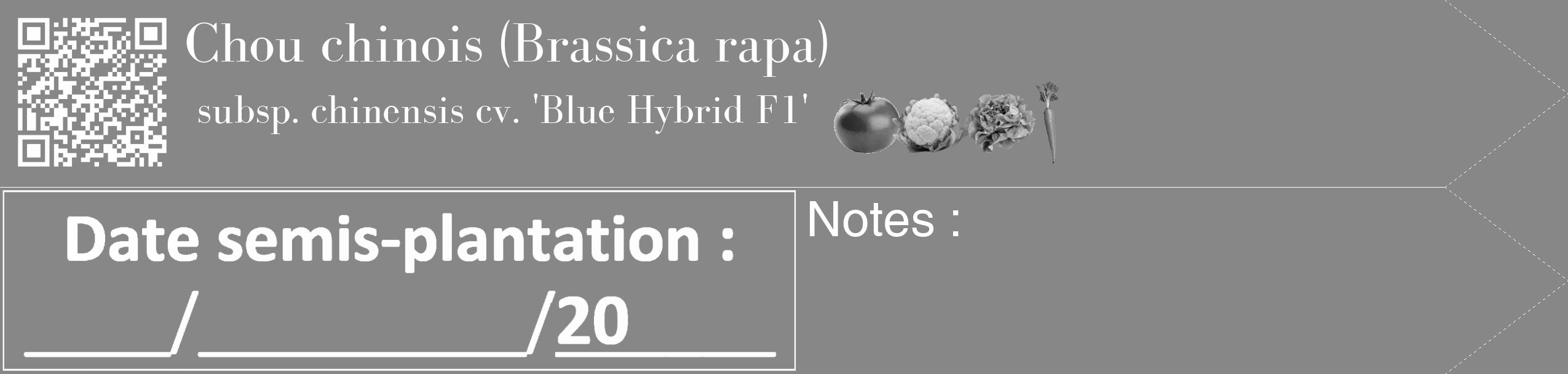 Étiquette de : Brassica rapa subsp. chinensis cv. 'Blue Hybrid F1' - format c - style blanche12_simple_simplebod avec qrcode et comestibilité simplifiée