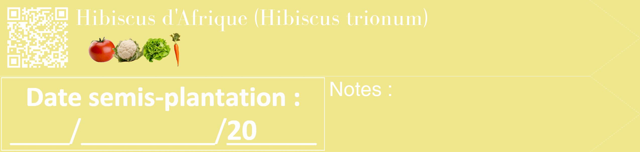 Étiquette de : Hibiscus trionum - format c - style blanche20_simple_simplebod avec qrcode et comestibilité simplifiée