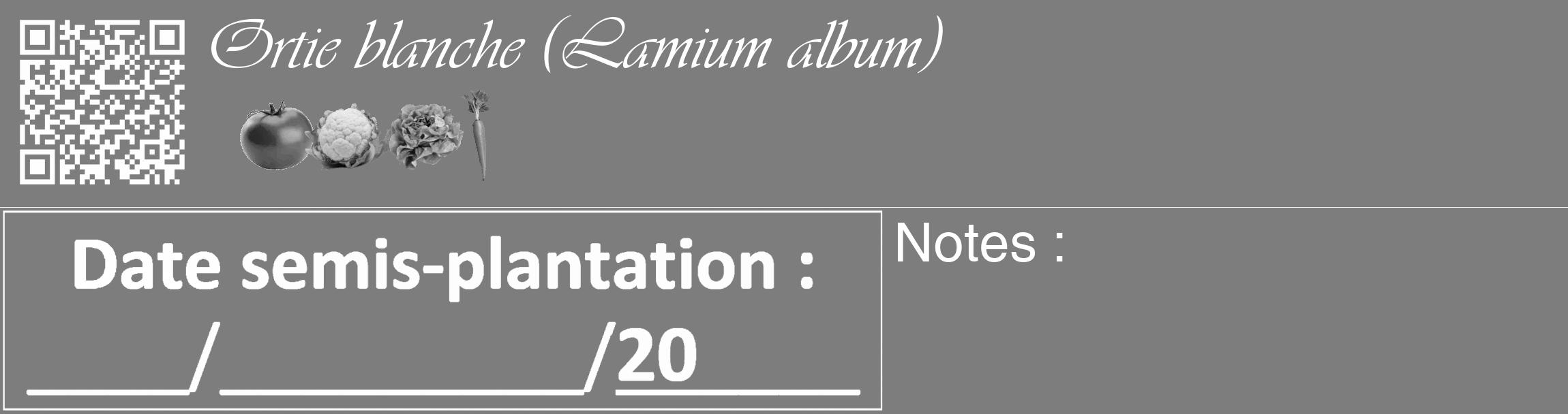 Étiquette de : Lamium album - format c - style blanche35_basique_basiqueviv avec qrcode et comestibilité simplifiée