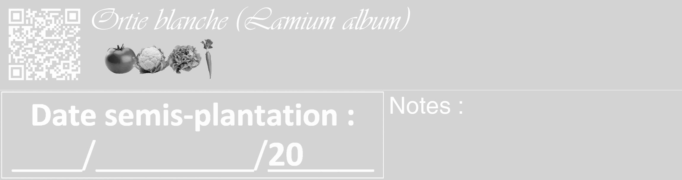 Étiquette de : Lamium album - format c - style blanche56_basique_basiqueviv avec qrcode et comestibilité simplifiée