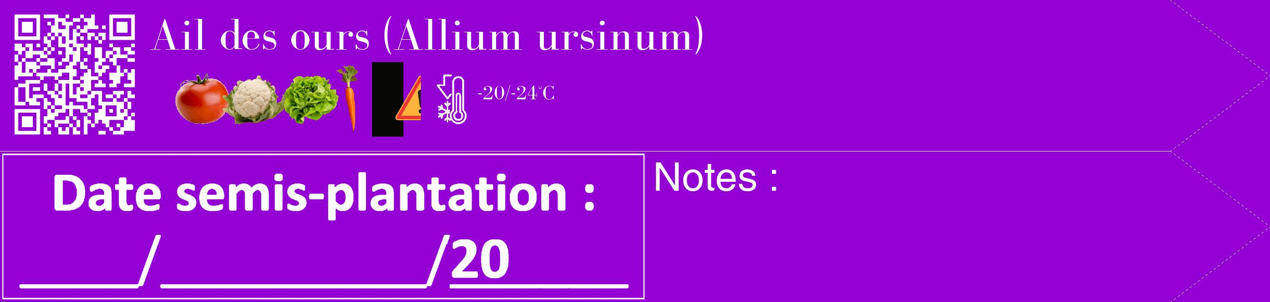 Étiquette de : Allium ursinum - format c - style blanche48_simple_simplebod avec qrcode et comestibilité simplifiée