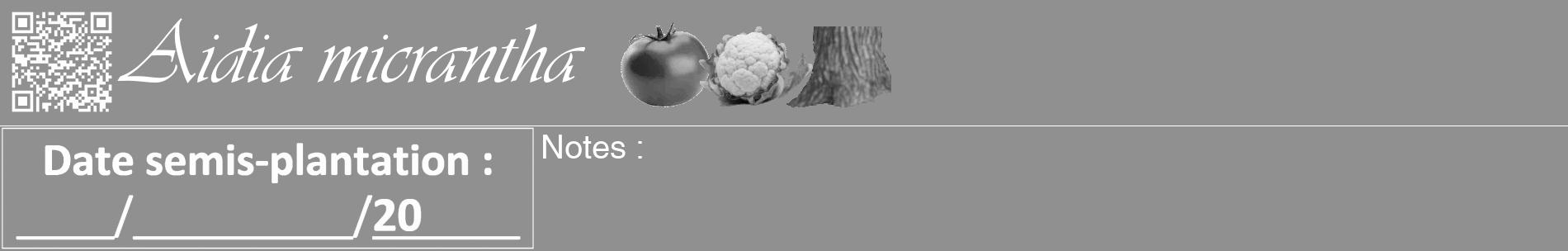 Étiquette de : Aidia micrantha - format a - style blanche4basiqueviv avec qrcode et comestibilité simplifiée