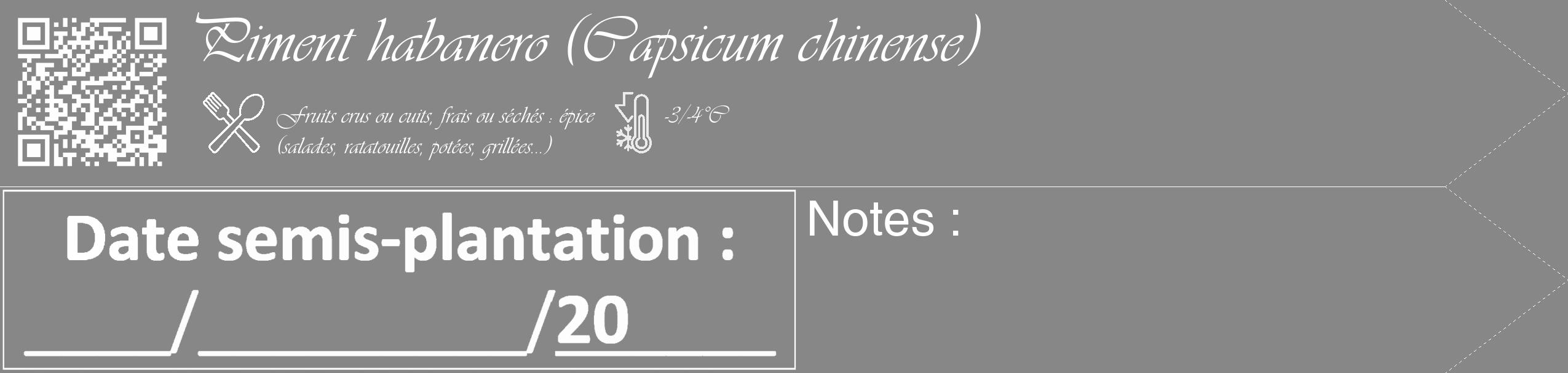 Étiquette de : Capsicum chinense - format c - style blanche12_simple_simpleviv avec qrcode et comestibilité simplifiée