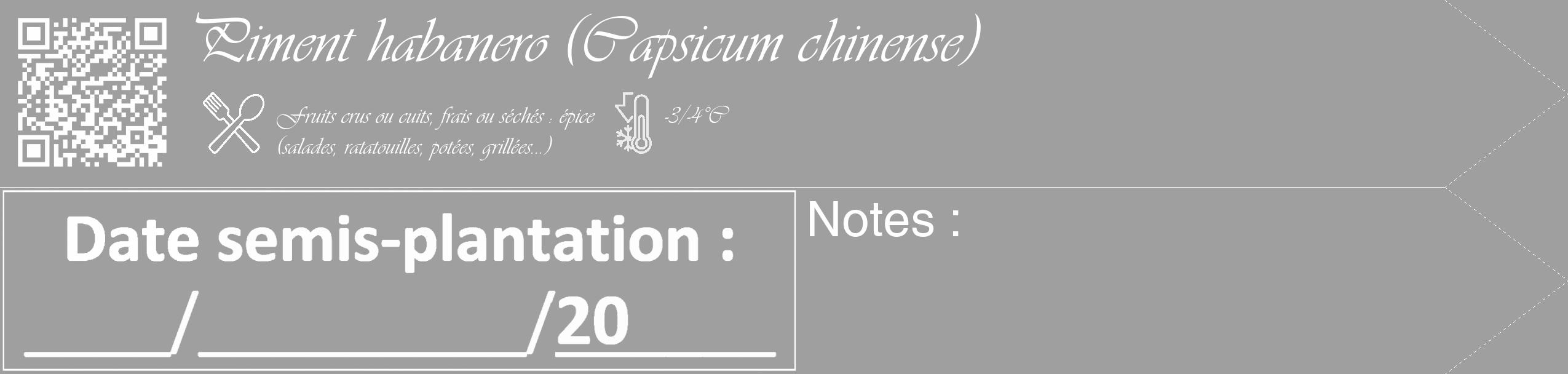 Étiquette de : Capsicum chinense - format c - style blanche24_simple_simpleviv avec qrcode et comestibilité simplifiée