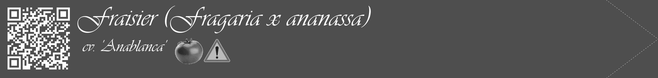 Étiquette de : Fragaria x ananassa cv. 'Anablanca' - format c - style blanche33_simple_simpleviv avec qrcode et comestibilité simplifiée