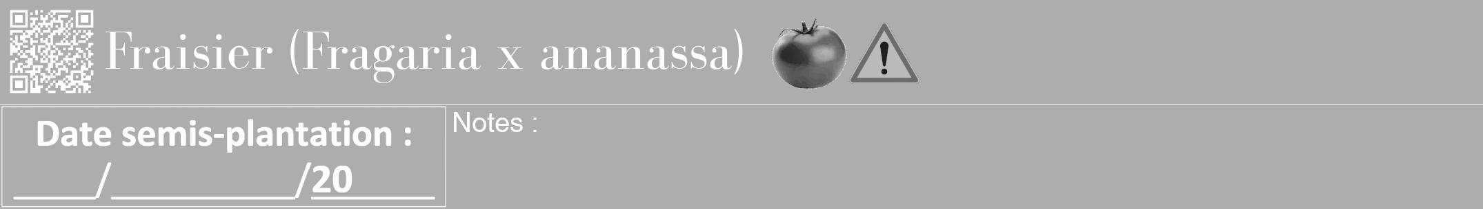 Étiquette de : Fragaria x ananassa - format a - style blanche22bod avec qrcode et comestibilité simplifiée