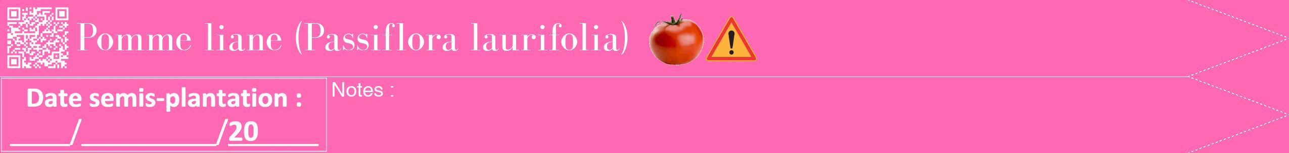 Étiquette de : Passiflora laurifolia - format b - style blanche42bod avec qrcode et comestibilité simplifiée