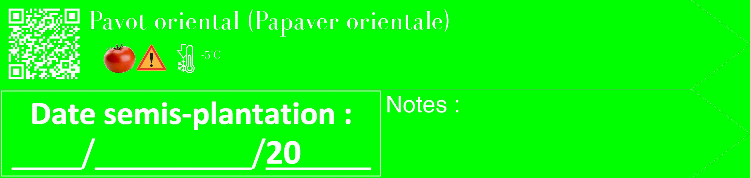Étiquette de : Papaver orientale - format c - style blanche16_simple_simplebod avec qrcode et comestibilité simplifiée
