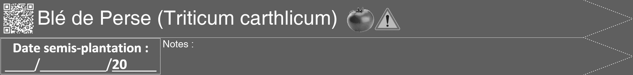 Étiquette de : Triticum carthlicum - format b - style blanche10hel avec qrcode et comestibilité simplifiée