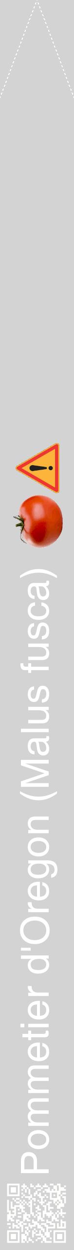 Étiquette de : Malus fusca - format b - style blanche56hel avec qrcode et comestibilité simplifiée - position verticale