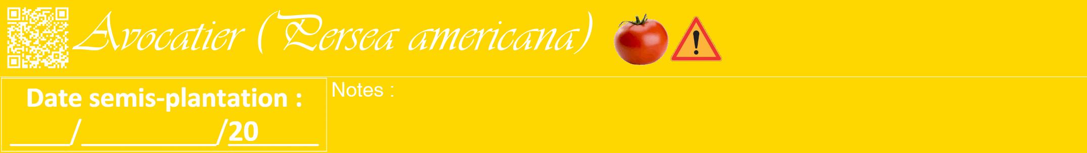 Étiquette de : Persea americana - format a - style blanche21viv avec qrcode et comestibilité simplifiée