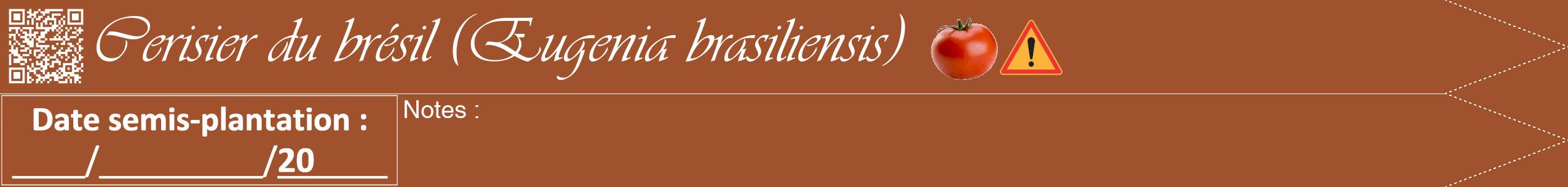 Étiquette de : Eugenia brasiliensis - format b - style blanche32viv avec qrcode et comestibilité simplifiée