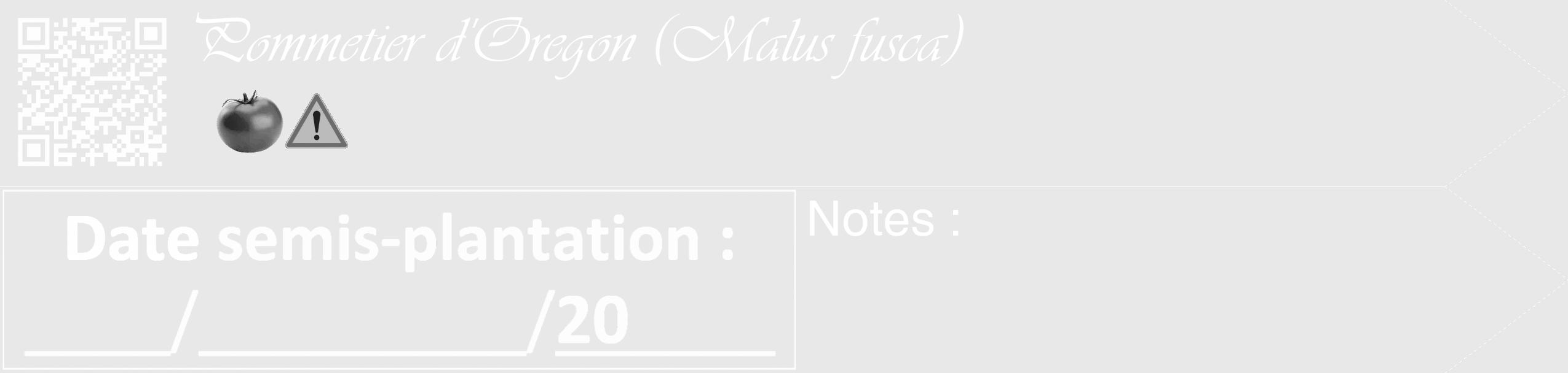 Étiquette de : Malus fusca - format c - style blanche55_simple_simpleviv avec qrcode et comestibilité simplifiée