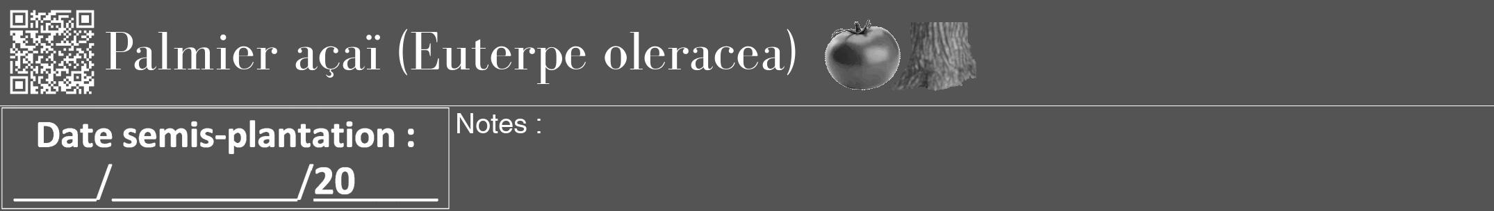 Étiquette de : Euterpe oleracea - format a - style blanche36bod avec qrcode et comestibilité simplifiée