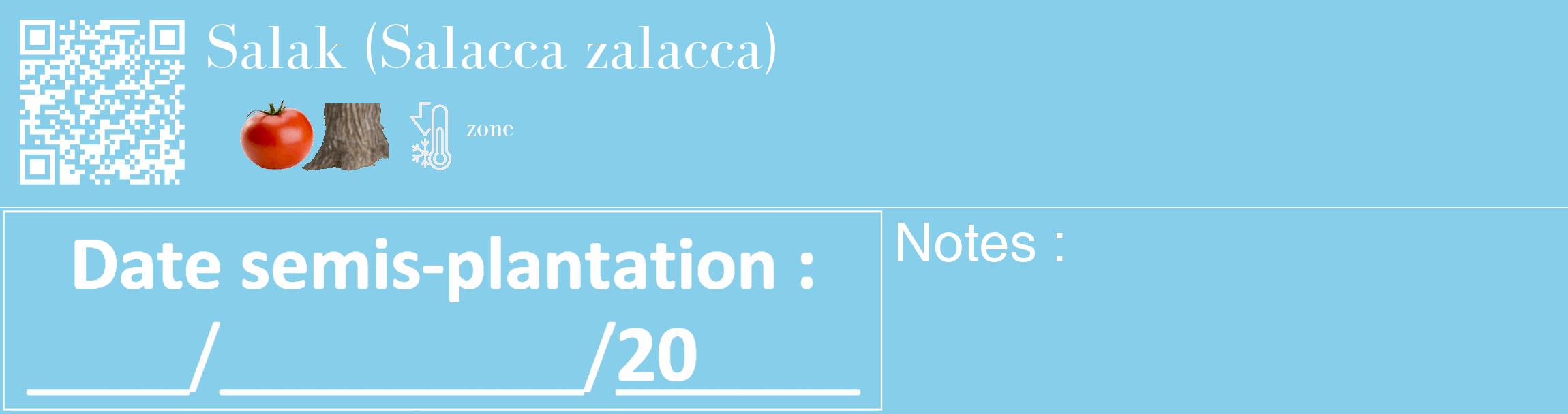 Étiquette de : Salacca zalacca - format c - style blanche1_basique_basiquebod avec qrcode et comestibilité simplifiée
