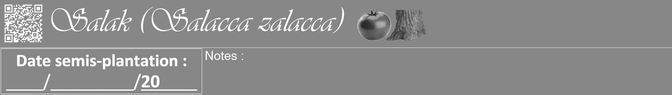 Étiquette de : Salacca zalacca - format a - style blanche12viv avec qrcode et comestibilité simplifiée