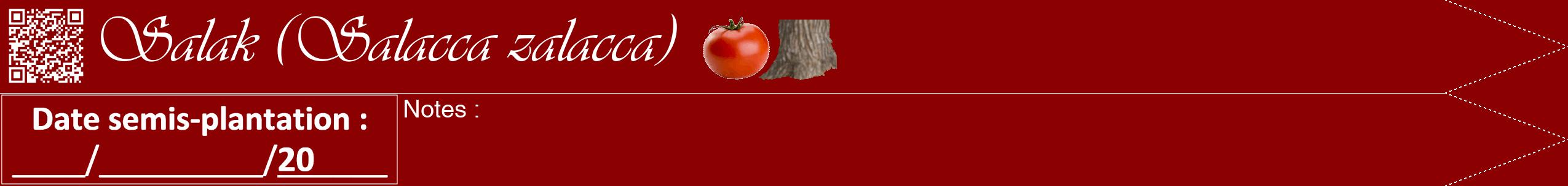 Étiquette de : Salacca zalacca - format b - style blanche34viv avec qrcode et comestibilité simplifiée
