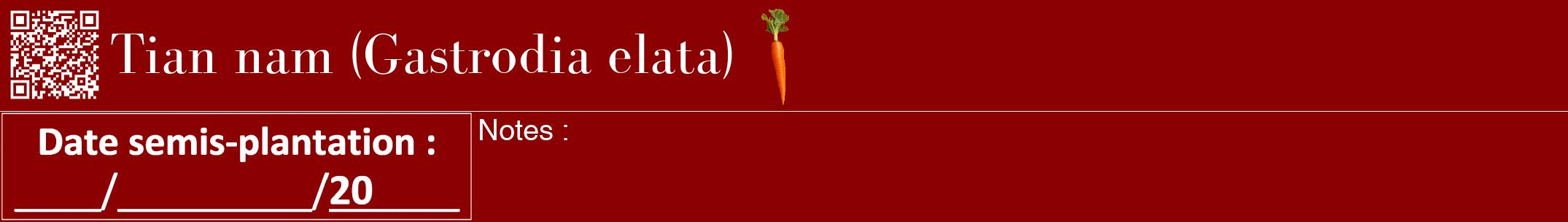 Étiquette de : Gastrodia elata - format a - style blanche34bod avec qrcode et comestibilité simplifiée