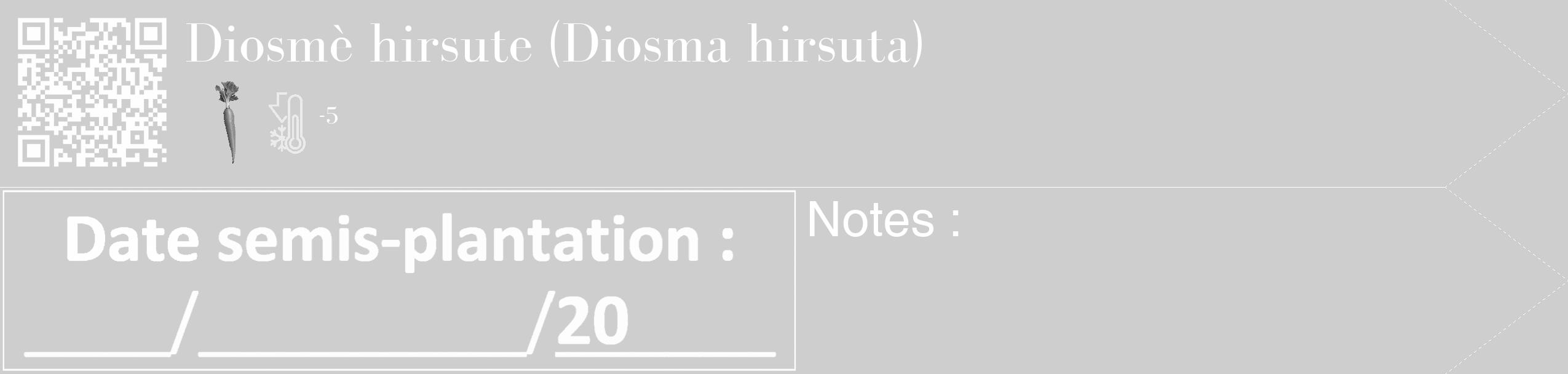 Étiquette de : Diosma hirsuta - format c - style blanche17_simple_simplebod avec qrcode et comestibilité simplifiée