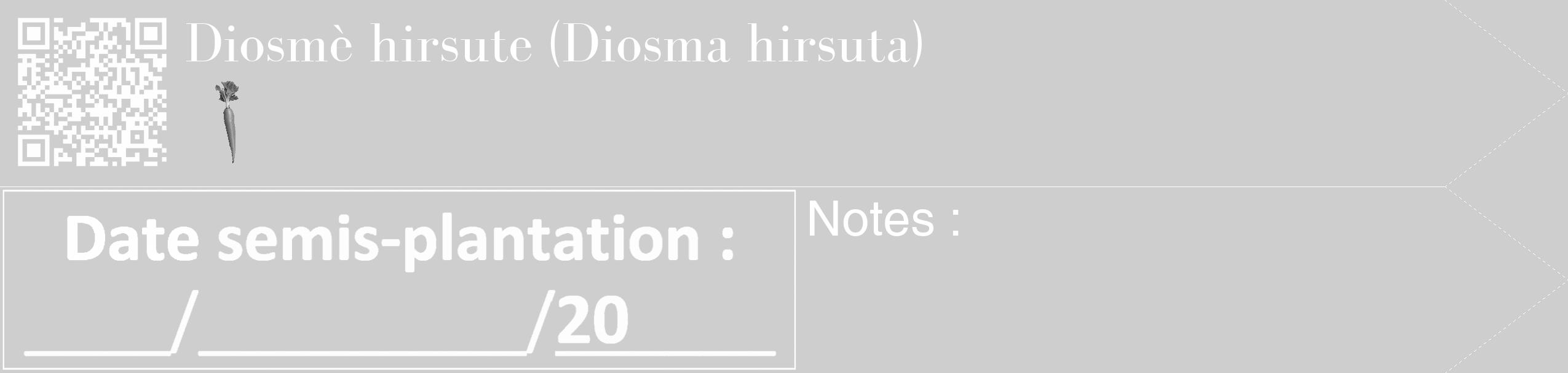 Étiquette de : Diosma hirsuta - format c - style blanche17_simple_simplebod avec qrcode et comestibilité simplifiée