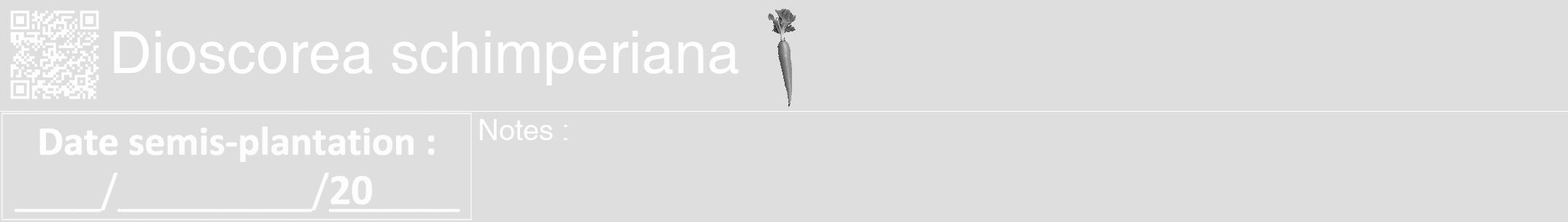 Étiquette de : Dioscorea schimperiana - format a - style blanche20hel avec qrcode et comestibilité simplifiée