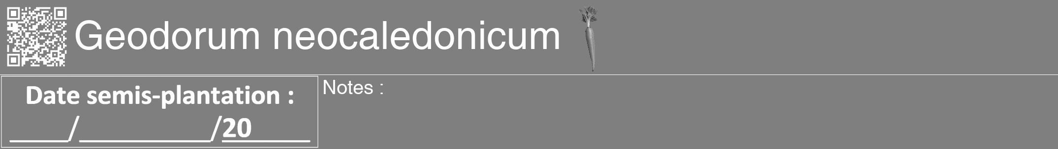 Étiquette de : Geodorum neocaledonicum - format a - style blanche57hel avec qrcode et comestibilité simplifiée
