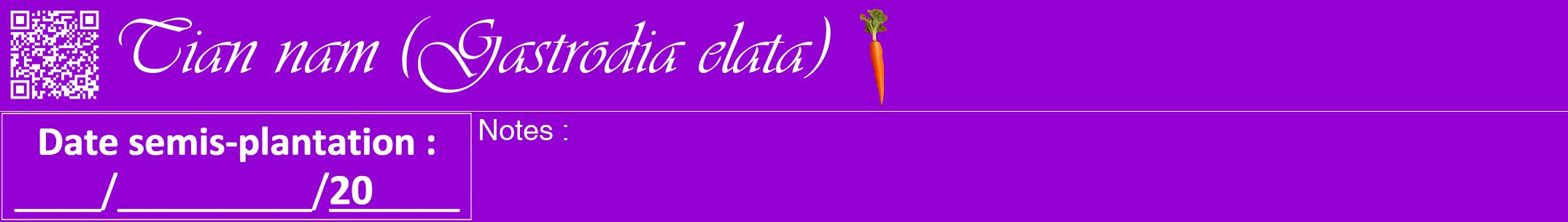 Étiquette de : Gastrodia elata - format a - style blanche48viv avec qrcode et comestibilité simplifiée