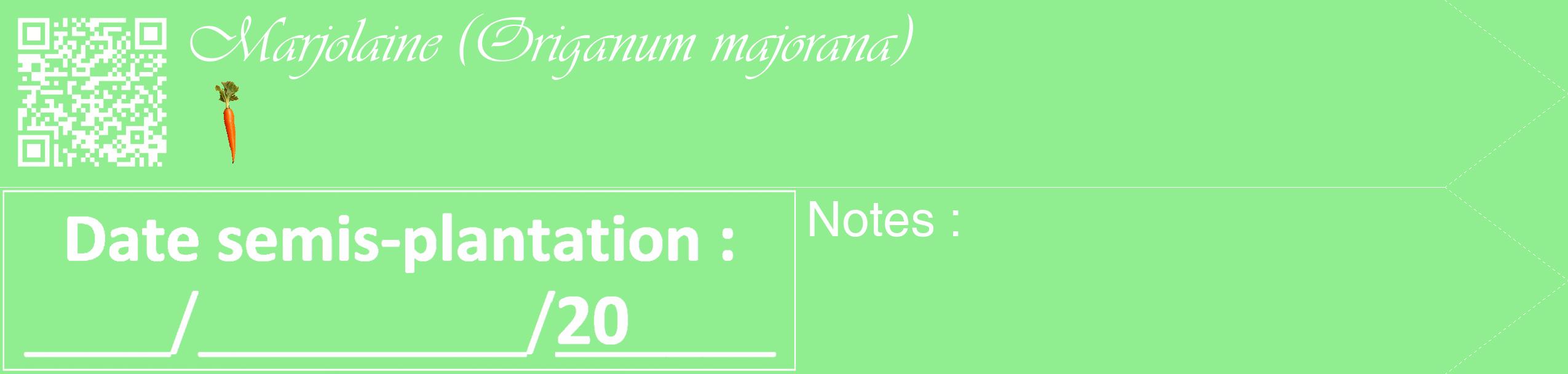 Étiquette de : Origanum majorana - format c - style blanche15_simple_simpleviv avec qrcode et comestibilité simplifiée