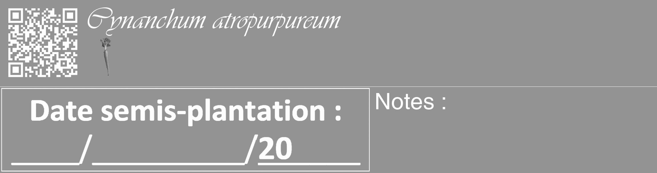 Étiquette de : Cynanchum atropurpureum - format c - style blanche44_basique_basiqueviv avec qrcode et comestibilité simplifiée