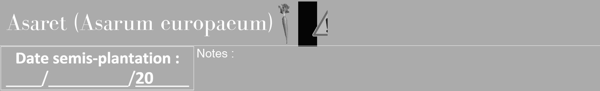 Étiquette de : Asarum europaeum - format a - style blanche37bod avec comestibilité simplifiée