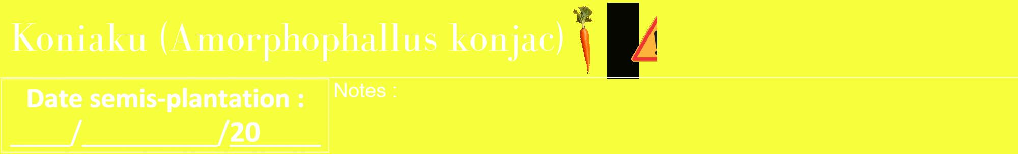 Étiquette de : Amorphophallus konjac - format a - style blanche18bod avec comestibilité simplifiée
